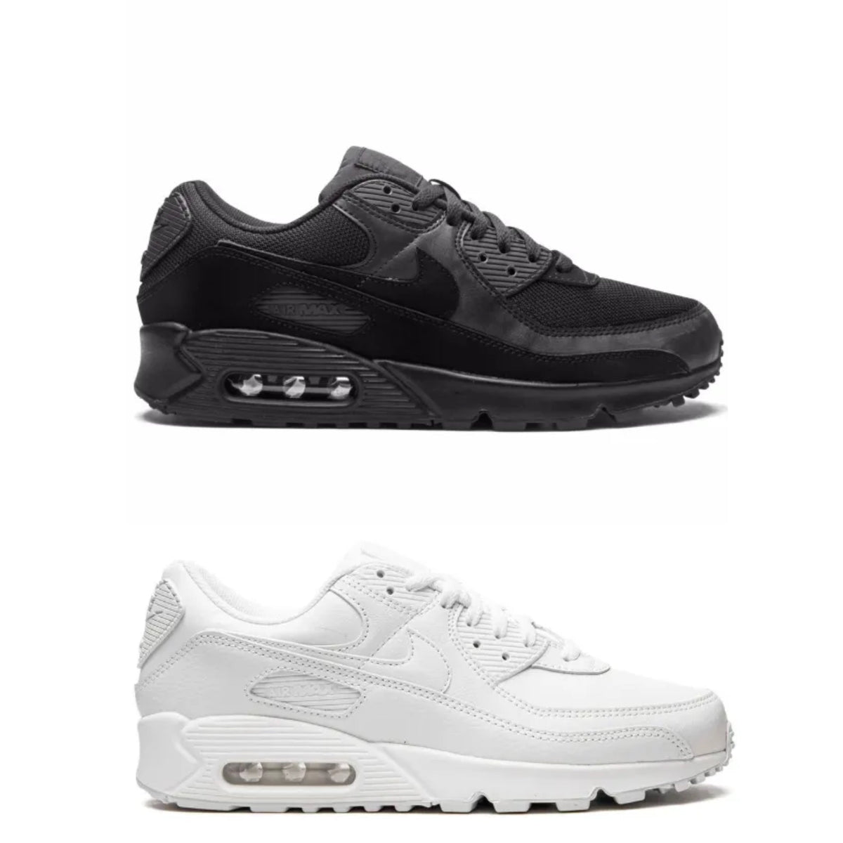 NIKE AIRMAX 90 BLACK AND WHITE COMBO