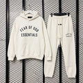 Fear of God Essentials Classic Curved Logo Hoodie – Off-White / Cream